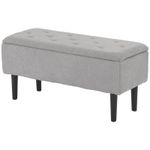 HOMCOM Ottoman Storage Box with Wooden Legs & 57L Storage Capacity Refurbished