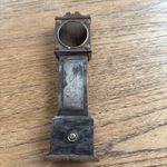 Antique Pocket Watch Stand Metal Wood Heavy Miniature Grandfather Clock