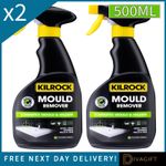 2 x KILROCK BLACK MOULD MILDEW SPRAY REMOVER 500ML READY TO USE FOR WALLS NEW