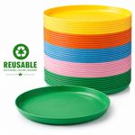 Reusable Colourful Plastic Plates Durable Washable Everyday Dining Tableware Set