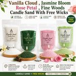 500g DIY Candle Sand Wax Set Vanilla Cloud, Rose Petal, Fine Woods Jasmine Bloom