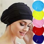 Black Swimming Cap Adult Ladies Womens Mens Pool Swim Hat Waterproof Nylon