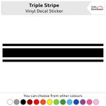 Triple Racing Stripe Vinyl Decal - Car Bike Motorcycle Helmet Universal Sticker