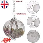 Tea Ball Strainer Infuser - Pack of 2 - Stainless Steel Mesh Filter Herb Spice