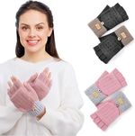Winter Flip Top Gloves Thermal Knitted Mittens Convertible Warm Soft for Women