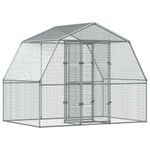 Bird Cage with Door Parrot Aviary Silver Galvanised Steel vidaXL