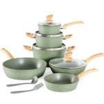 12 Piece Kitchen Cookware Set Nonstick Granite Coated Pots and Pans Set Green