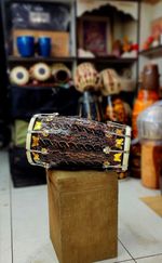 Premium Handcrafted Carved Dholak | Dark Polish | Professional Folk Drum |