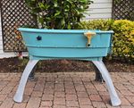 Dog Booster Bath Large Teal Dog Bathtub with Legs, Hose, Showerhead & Strap