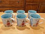 Starbucks Hawaii Coffee Mug Shark Surfboards Ocean Turtle 2010 (Unique Set of 6)