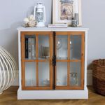 Sideboard Buffet Cabinet Bar Wine Cabinet Wood-Framed Glass Door Storage Cabinet