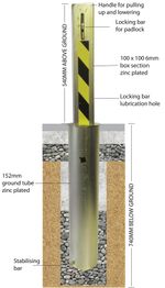 Solid 100 Driveway Security Bollard Heavy Duty Telescopic Deterrent with Padlock