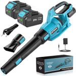 LEEIKOO Cordless Leaf Blower, 2 Batteries 4.0Ah Garden Blower 21V, 3 Speed