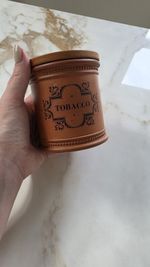 Vintage Fulham Pottery Tobacco Jar Wooden Lid Brown Stoneware Humidor Storage