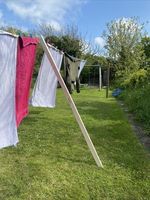 Wooden Collapsable Washing Line Prop Pole UK Handmade Natural Wood