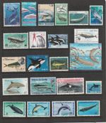 WHALES & DOLPHINS on stamps. Selection of 23 different, mint and used.