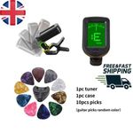Digital Chromatic Clip-On Tuner LCD Guitar Acoustic Electric +BATTERY + 5 PICKS