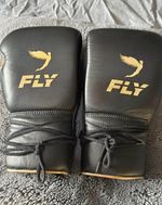 Fly Black & Gold Lace-Up Boxing Sparring Gloves Pair