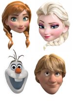 Frozen Official Anna Elsa Olaf Kristoff Disney 2D Card Party Face Masks - 4 Pack