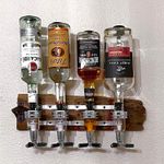 4 Bottles Stand Wall Mounted Dispenser Drinks Wine Spirits Steel Bar Optics