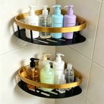 2 TIER NO DRILLING BATHROOM WALL CORNER SHELF RACK SHOWER CADDY STORAGE ORGANIZE