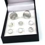 Cufflinks & Six Studs Dress Shirt Set 925 Sterling Silver With Mother Of Pearl