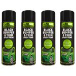 Black Bumper & Trim Aerosol Spay Paint 500ml Fast Dry AutoTek Professional x4