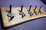 OAK COAT RACK WITH CAST IRON HOOKS, LIVE RUSTIC EDGE ENGLISH OAK , FIXINGS INCL