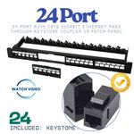 24 Port RJ45 CAT6 In Line Pass Through Keystone Coupler 19 Inch Patch Panel