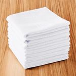 12PCS Mens Large White Square Handkerchief Soft Cotton Hankies Hankerchiefs UK