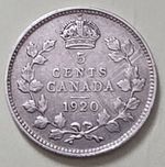 •1925•CANADA•GEORGE V•5 CENTS•SILVER •