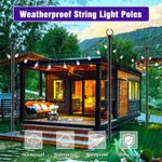 6Pack 3M String Light Pole, Metal Outdoor String Light Pole, Waterproof