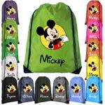 Personalised Mickey Mouse Drawstring Bag – Custom Name PE Gym School Gift Girls
