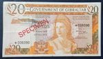 Scarce Gibraltar £20 1975 Specimen  Queen Elizabeth 