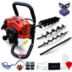 Earth Auger Post Ground Hole Borrer Digger+3 Drill Bits 52CC 3HP Petrol