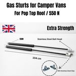 550N Camper Van Pop Top Gas Struts Pair 104cm Heavy Duty Roof Lift Arms Steel