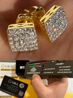14k Gold Plated 925 Iced Real MOISSANITE Square Screwback Earrings Passes Tester