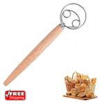 Danish Dough Whisk for Breads and Dough Stainless Steel with Plastic Handle UK..