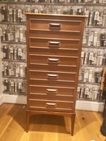70s Europa Teak Drawers Slim Tallboy Mid Century Scandi Retro.
