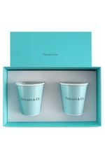 Tiffany & Co. Bone China Coffee Cup Set of 2, Blue, New with Box