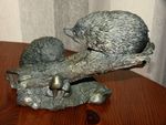 Hedgehog Resin Ornament 2 on a log lovely piece Ideal for any hedgehog lover