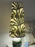 Extra Tall Conical Handmade Handmade Lampshade with a palm leaves fabric
