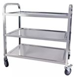 Kitchen Trolley Cart Stainless Steel 3 Tier Salon Serving Storage Rack w/ Wheels
