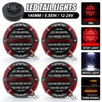 4x 5.5" Rear Round Hamburger LED Tail Lights Lamp Flush Dynamic Indicator 12-24V