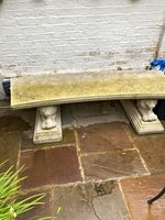 Stone Outdoor Garden Bench Grey 175x54x48cm Fully Assembled Seats Up to 4