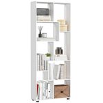 Modern Room Divider Bookshelf Tall Bookcase for Living Room Bedroom Home White