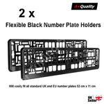 2x Black ABS Number Plate Surrounds Holder Frame for all cars