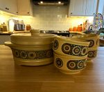 Kiln Craft Bacchus Casserole Dish With Lid And Set Of 4 Matching Bowls VGC