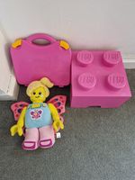 Lego Pink 4 Stud Stackable Storage Box, Carry Case & Fairy Plush Soft Toy