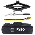  RYBO Car Jack Kit Includes Wheel Brace & Scissor Jack. Emergency Set 1.5 - 3Ton